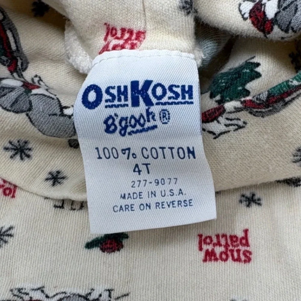 Vintage OshKosh Bgosh Snow Patrol Puppy Dog Turtleneck Shirt Cream 4T USA Made